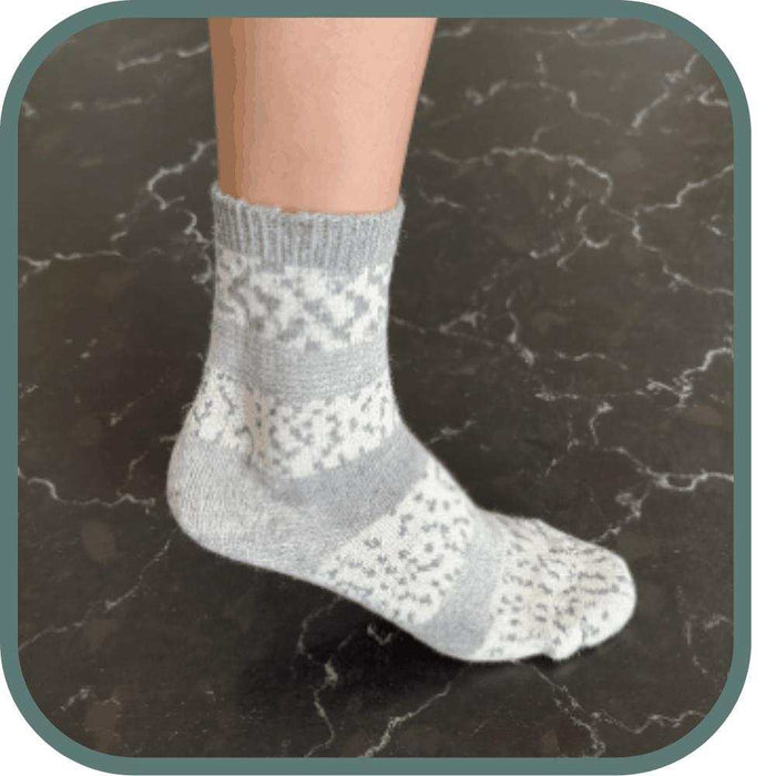 Finished sock shown on the Classic Socks knitting pattern by Ngaire Brooks