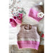 Pink and cream striped baby vest with matching hat and shoes — Cassidy Vest, Hat and Shoes, Lisa F BC146.