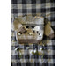 Front view of the sheep motifs and colour blocks on the baby sweater — Counting Sheep Sweater, Lisa F BC151.