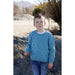 Child wearing a blue sweater with popcorn bobbles — Popcorn Sweater, Lisa F LF56.