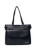 Project 138 Knitting black leather project bag with front and interior pockets and shoulder straps