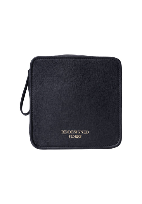 Project 83 Needle Organiser black leather bag for interchangeable circular needles with multiple pockets